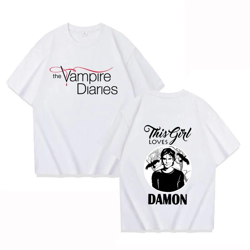 New The Vampire Diaries T Shirt Women's Fashion Round Neck Short Sleeve Tee Streetwear Casual Loose T-shirt