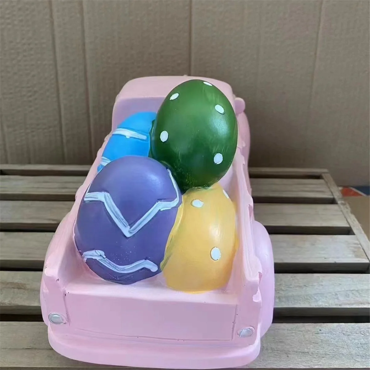 

Reliable New Creatives Resurrection Festival Pink Truck Dinosaur Egg Decoration Resin Craft Home Desktop Decoration