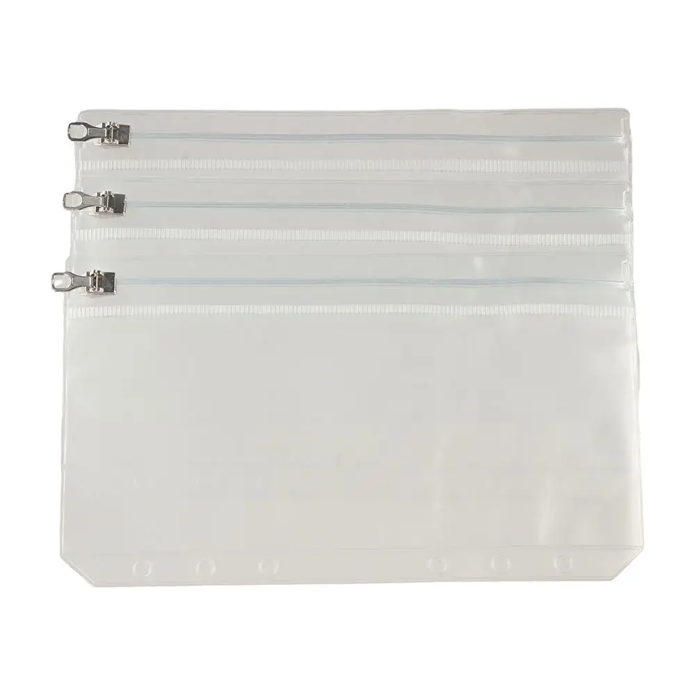 5pcs Document Organiser A5 A6 Clear PVC Pockets File Organizer Transparent Binder Cash Envelopes With Metal Zipper Waterproof