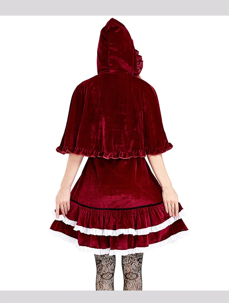 لوهوين الكبار كوس زي النبيذ الأحمر الدانتيل awl ليتل الأحمر ركوب هود المخملية awl Princ حجم كبير أزياء المرأة