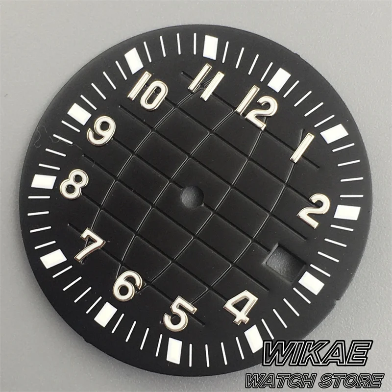 33mm Sterile Earth Pattern Watch Dial Black White Blue Green Gray Brown Dial With Green Luminous Fit For NH35A Movement Watches