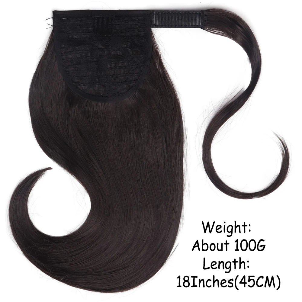 AZQUEEN Synthetic Short Straight Wrap Around Clip In Ponytail Hair Extension 18Inch Black Brown Bounce Horsetail For Wom