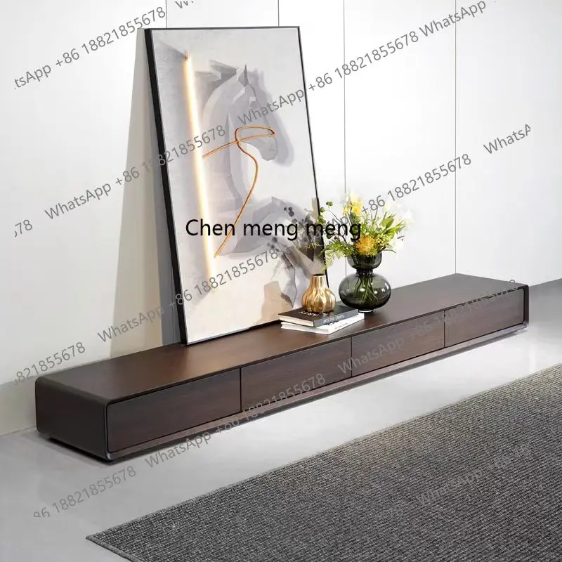 

Minimalist Italian living room household simple modern smoked wood floor TV cabinet light luxury