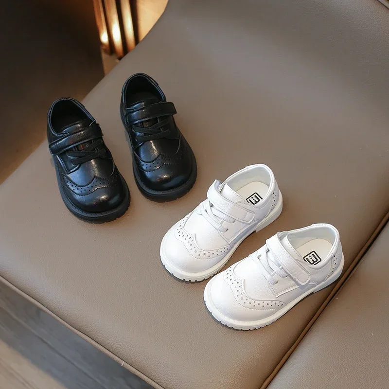 

Black School Girl Shoes New Fashion Performance Stage Formal Children Boy Leather Shoe Lace-up Hook & Loop Kids Mary Jane Shoes