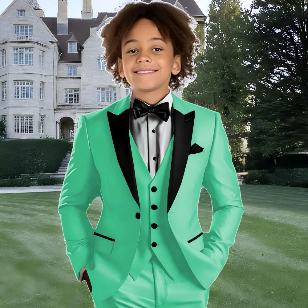 

Formal Flower Boys Suit Party Dress Wedding Tuxedo 3 Pieces Suit Custom Kids Suit 2T-16T Years Old Slim Fit Outfit