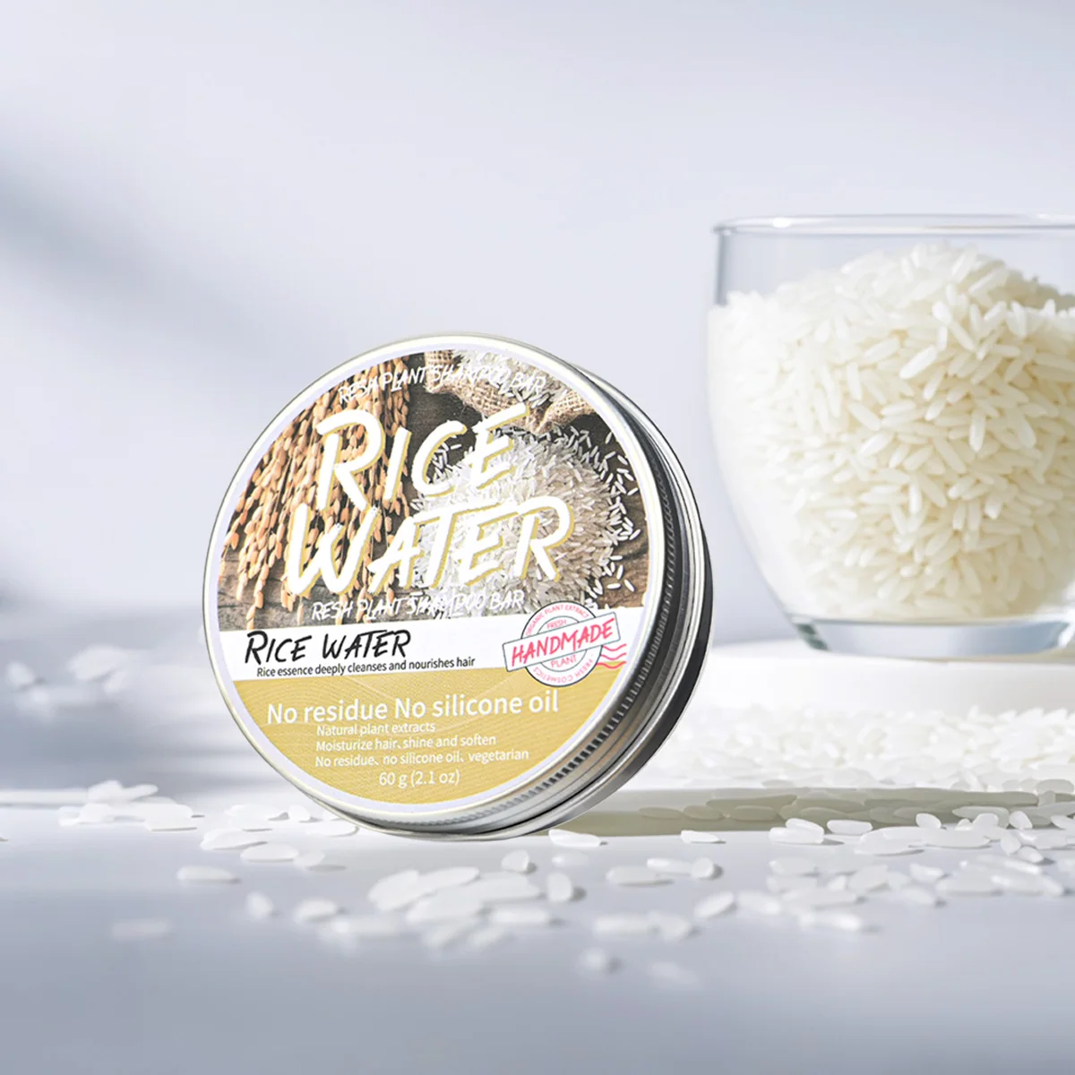 Solid Rice Water Wash Hair Soap Rice essence Oil Control&Anti dandruff Nourishing Hair and Refreshing Scalp