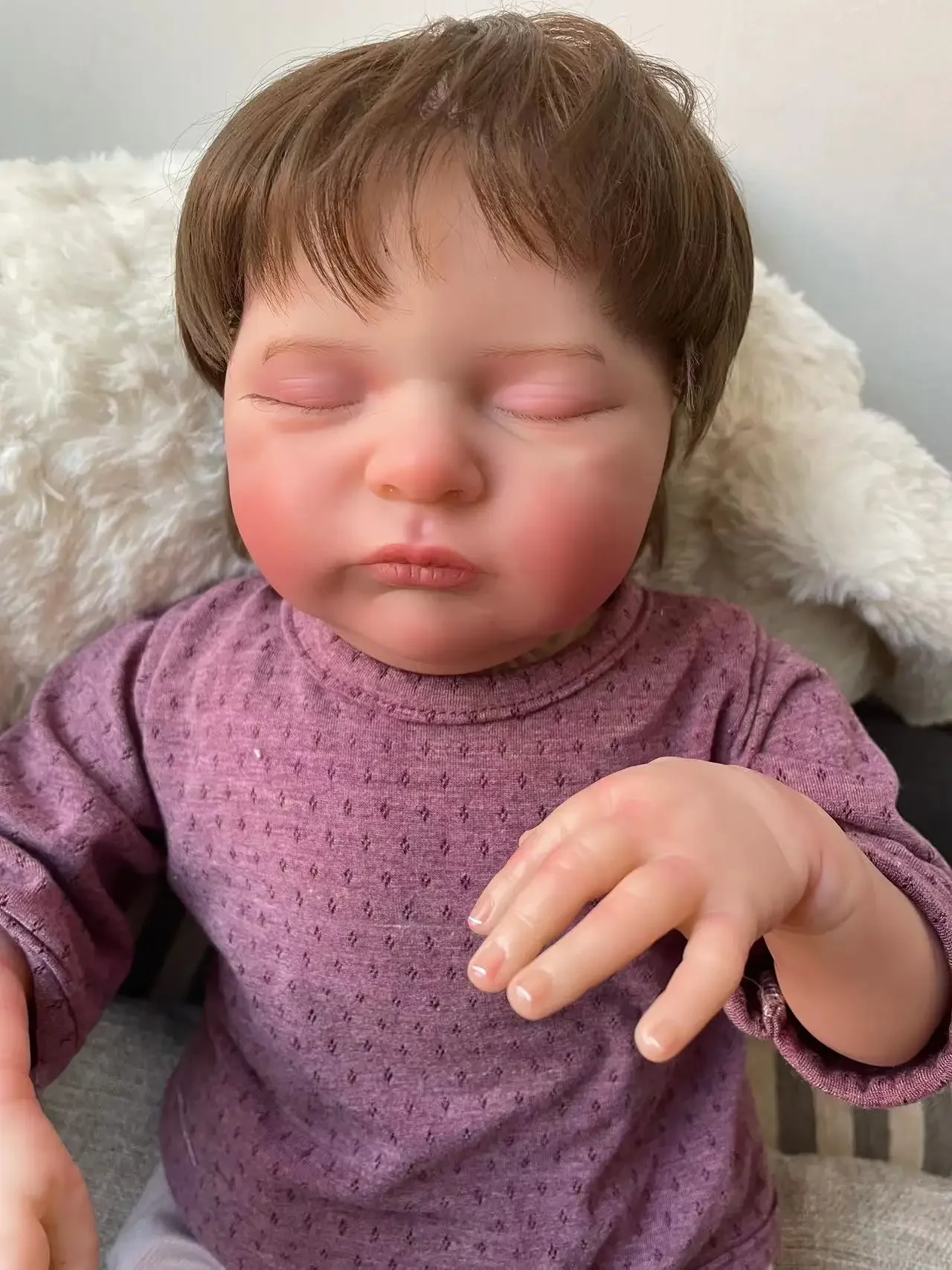 48cm Laura Reborn Already Painted Reborn Baby Dolls 3D Skin with Visible Veins Handmade Lifelike Bebe Reborn Toys Gift for Girls