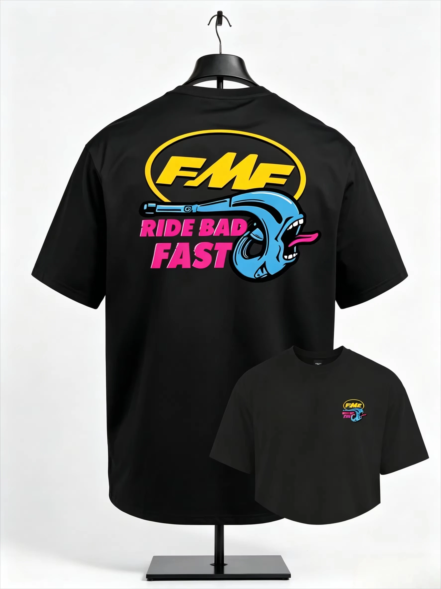 FMF Ride Bad Fast Motocross Printed T-shirt Men Women Cotton Loose Casual Short Sleeve T-shirt Men's T-shirts Men's Clothes