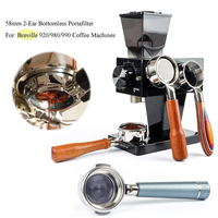 58mm 2-Ear Bottomless Portafilter for Breville 920/980/990 Stainless Steel Coffee Handle with Basket, Coffee Upgrade Accessory