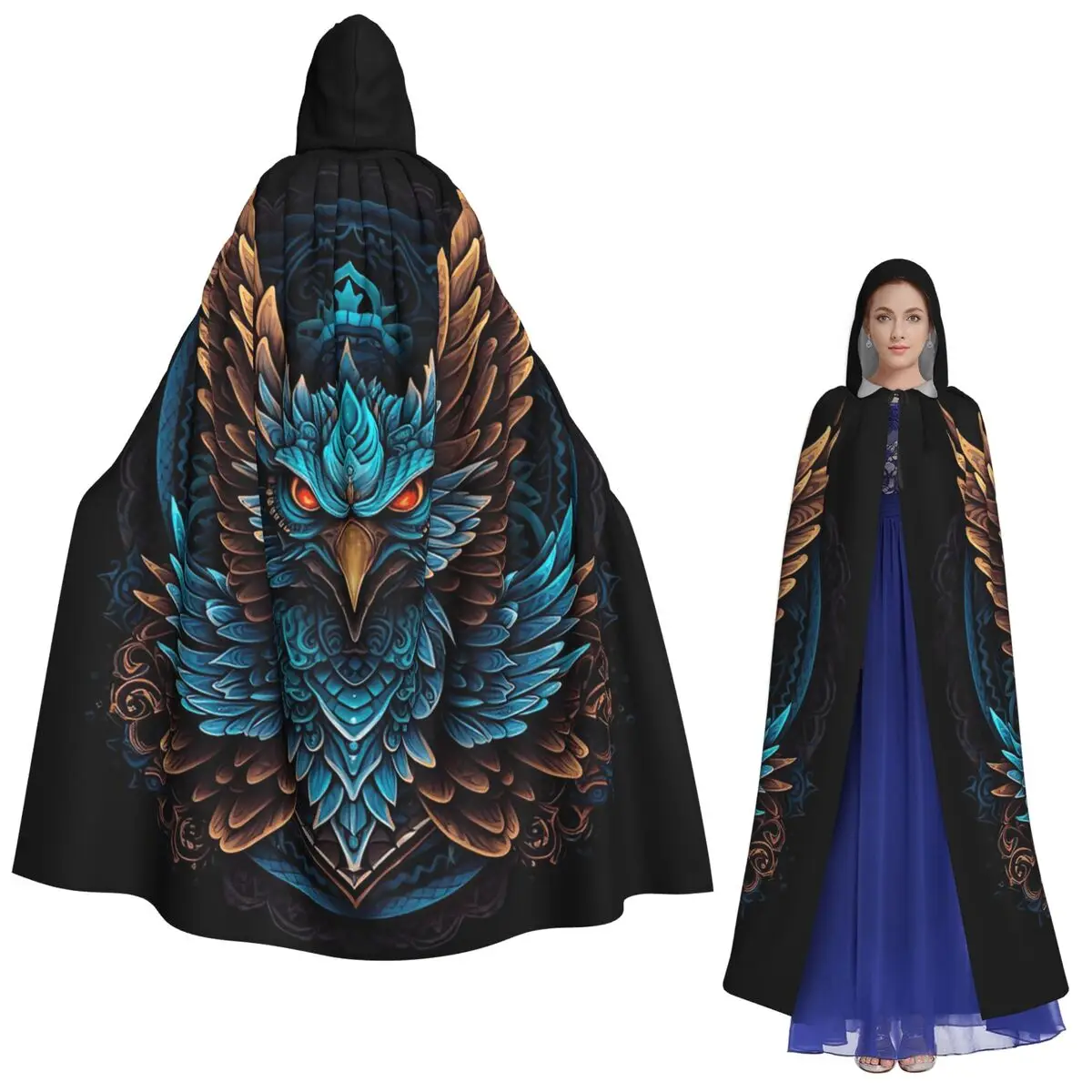 Jubah Berkerudung Panjang Elang Garang Kostum Cosplay Abad Pertengahan Penyihir HalloweenVampire Dewasa Uniseks