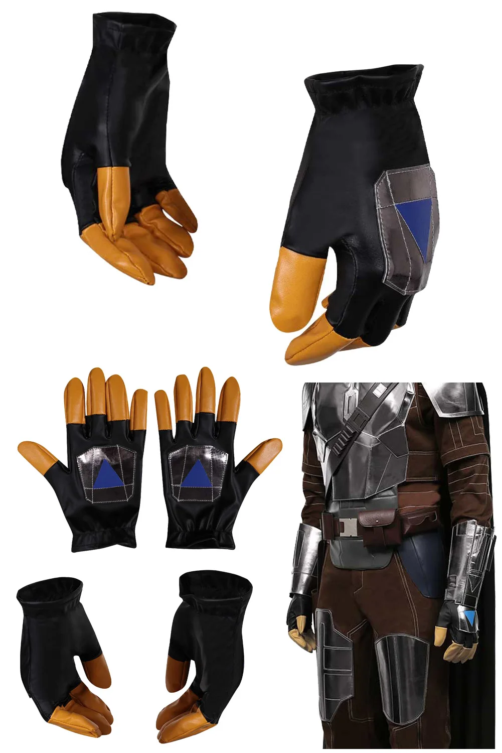 Disguise Din Djarin Gloves TV Bounty Hunter Cosplay Costume Accessories Adult Men Roleplay Role Play Fancy Dress Up Party Props