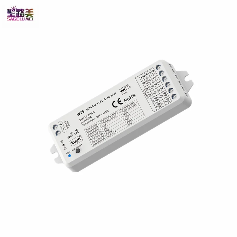 DC12V-24V WT5 LED Wifi denetleyici 5 in 1 TUYA Dimmer akıllı yaşam APP 2.4G RF kablosuz CCT RGB RGBW RGBWW RGBCCT şerit ışıkları