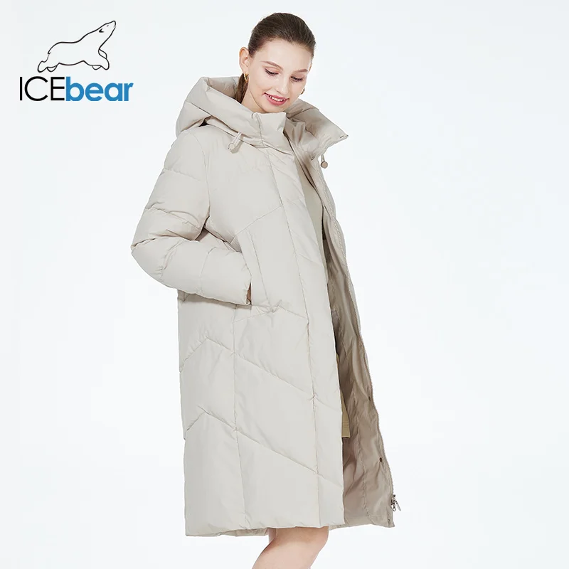 ICEbear 2023 cappotto trapuntato invernale new long womens cotton jacket warm casual hooded parka GWD3716I