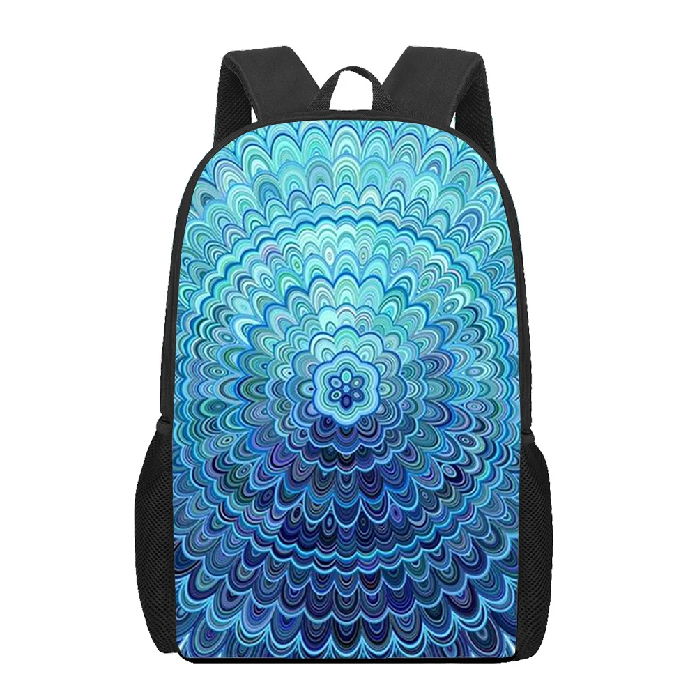 3D Impresso Boho Escola Book Bag, Mandala, Flor, Totem Art, Mochila para meninas adolescentes, meninos, jardim de infância, crianças, 16"