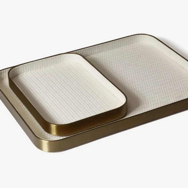 Metal leather desktop storage storage , living room coffee table set ornament, simple modern jewelry aromatherapy storage tray