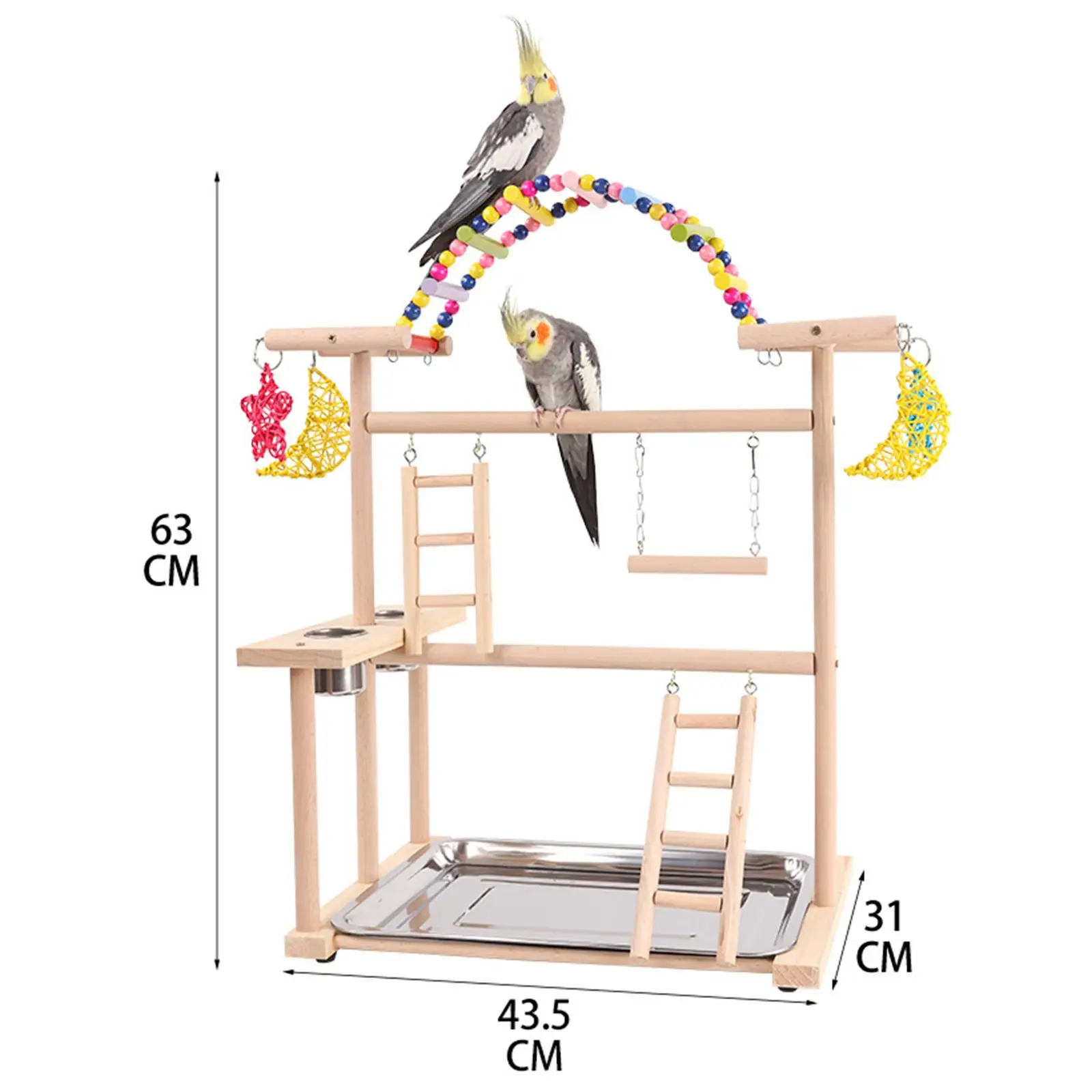 Parrot Playground Parrot Playstand Bird Cage Accessories Bird Gym Wood Perch Gym Playpen for Macaws Parakeet Parrot Lovebird