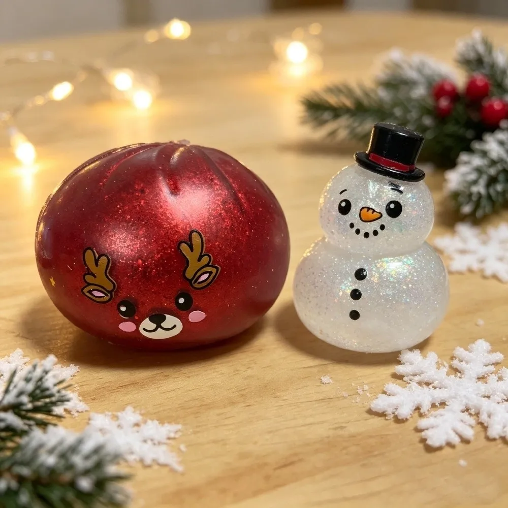 New Christmas Theme Pinch Dumpling TPR Snowman Elk Slow Rebound Santa Claus Stress Relief Squeeze Baozi Holiday Gift