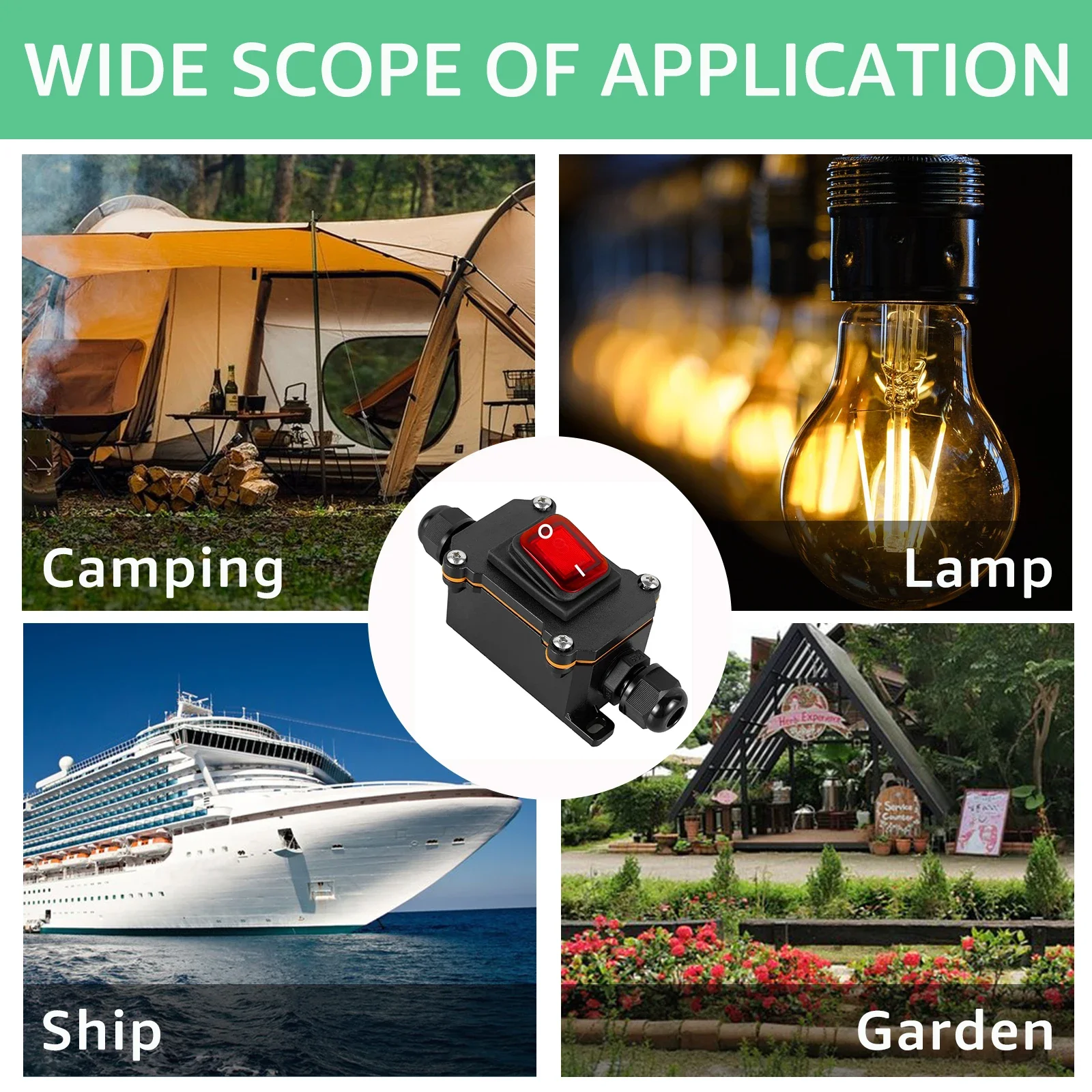 30A 220V Heavy Duty Inline Cord Switch IP65 Waterproof Power Cord Toggle Switch Button Rain Proof Outside Duty Device Switch