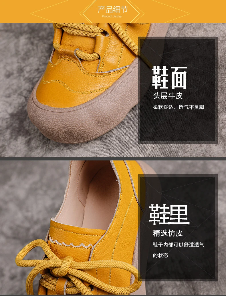 New Women Lace Up Oxford Shoes Cowhide Leather Flats Woman Casual Driving Moccasin Mom Vintage Daily Walking Shoes Zapatos Mujer