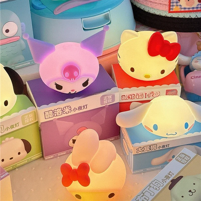 Sanrio Anime Hello Kitty Melody Cinnamoroll syrenka Hanton silikonowa lampka nocna urocza kreskówka dziecięca lampka dekoracyjna