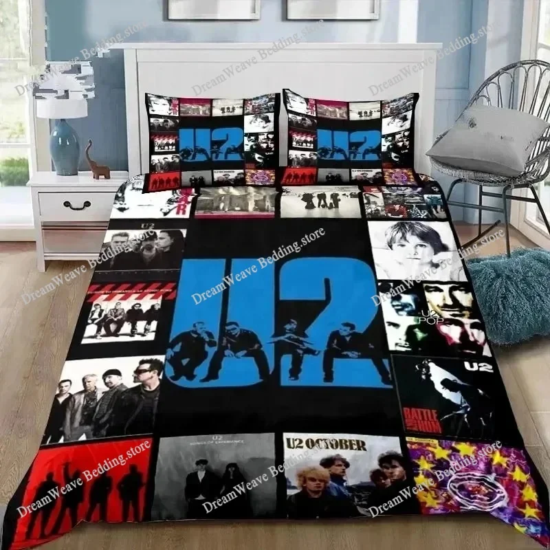 

3D Printing Rock U2 Band Bedding Set Duvet Cover Bed Set Quilt Cover Pillowcase Comforter King Queen Size Boys Adult Bedding Set