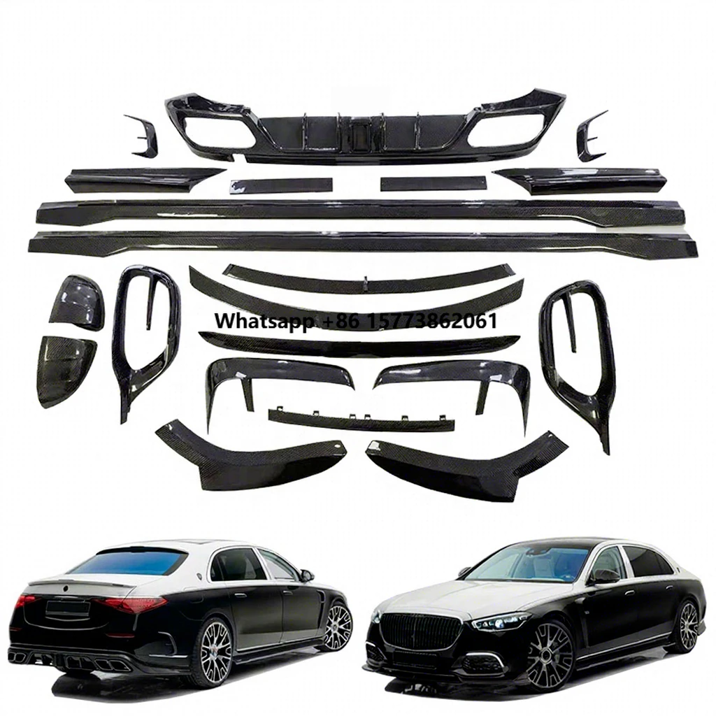 MSY Style Dry Carbon Fiber Body Kit for  S-Class W223  S480/580/680 - Front Lip & Top Wing Spoiler Upgrade