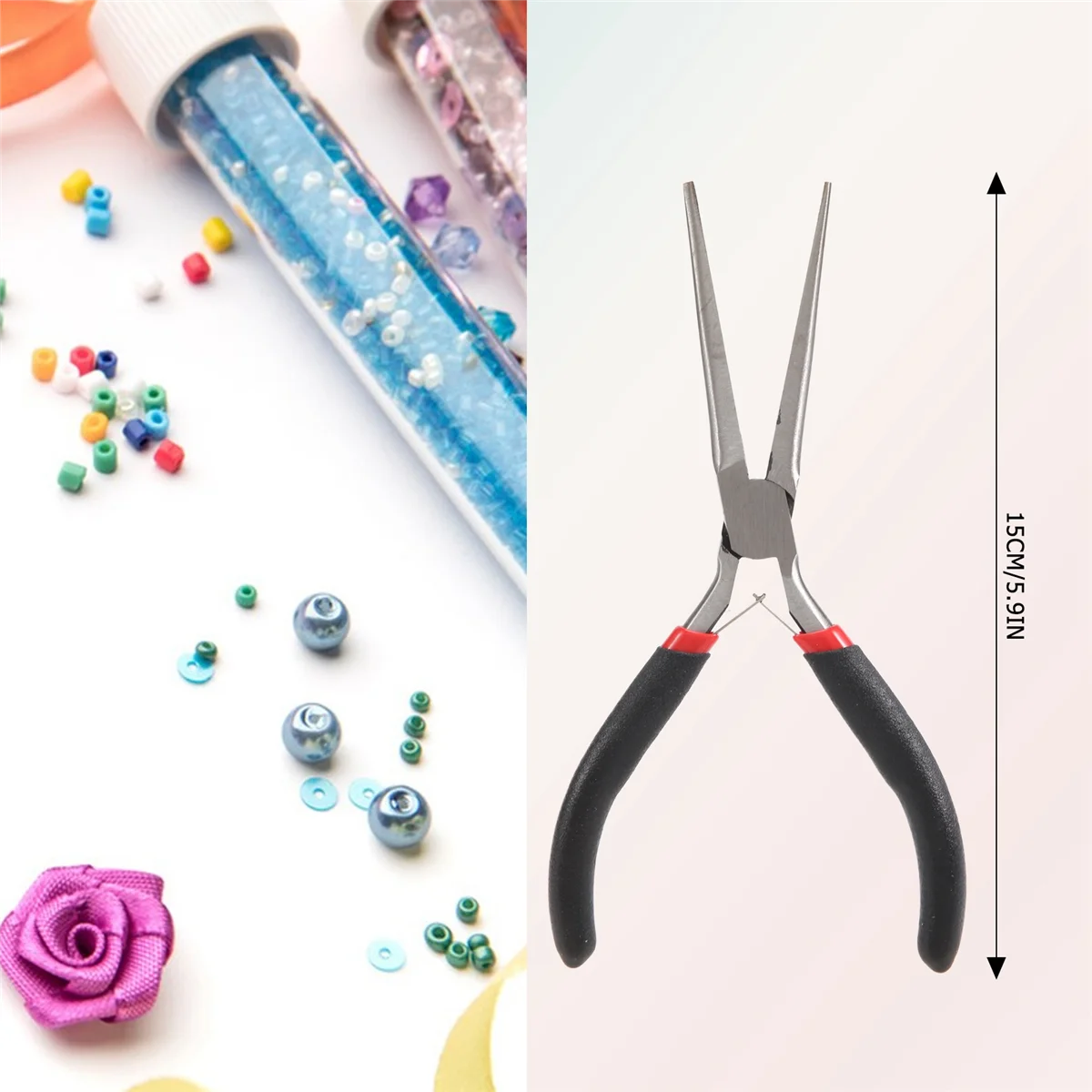 F-3C هدية مسطحة كماشة مدببة طويلة الأنف أداة مجوهرات الديكور 15 سم