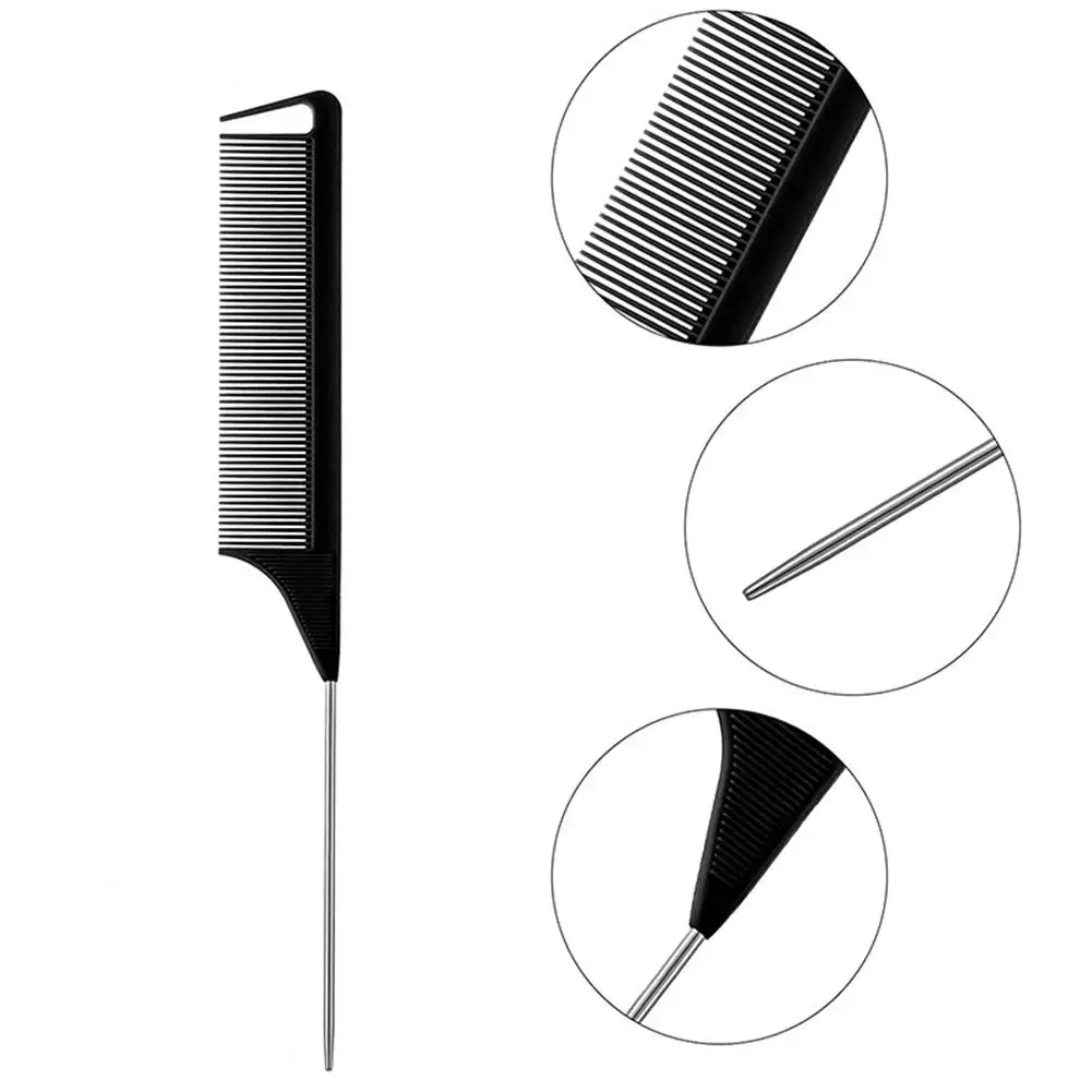 3PCS Hairdressing Tip Tail Combs Hairdresser Professional Accessories Anti-static Needle Tail Combs Shape Hairdressing Cosmetic