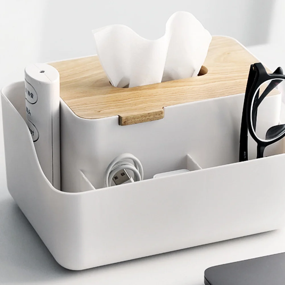 

Plastic Tissue Box Modern Decorative Storage Case for Home Office Hotel Bathroom Easy Paper Towel Replacement White
