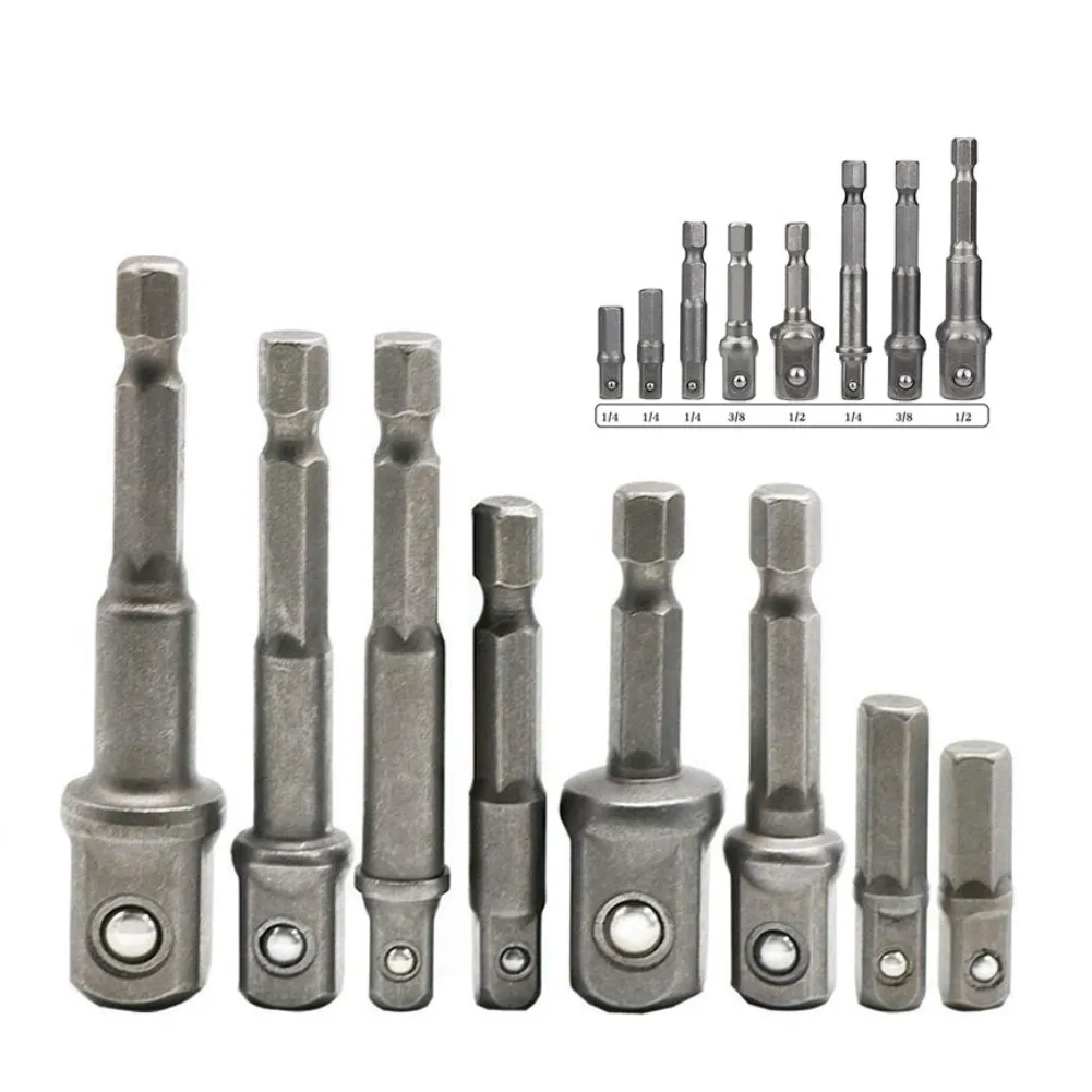 

2/3/8pcs Drill Socket Adapter 1/4'' Hex Shank Extension For Impact Driver 1/2'' 3/8'' 1/2'' Square Head Drill Adapter To Hex