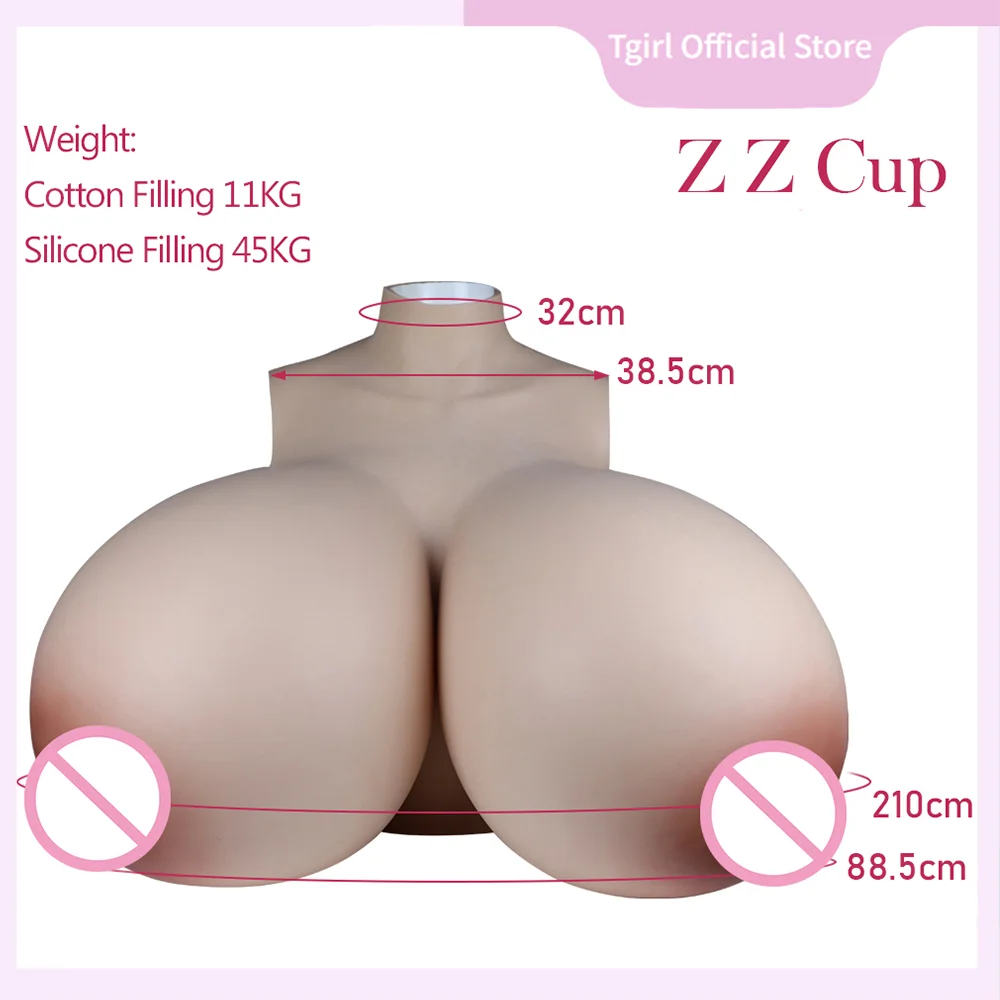 Tgirl ZZ Cup Super Huge Fake Breast Female Cosplay Big Fake Boobs Soft Tits for Crossdressers Dragqueen Show Transgenders Sissy