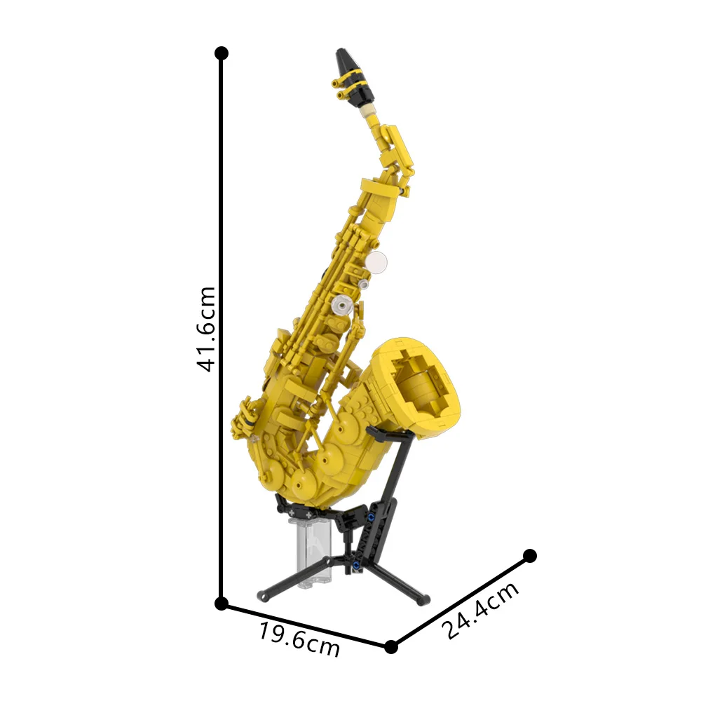 MOC Saxofoon Bouwstenen DIY Ontwerp Concert Prestaties Instrument Baksteen Speelgoed Volwassen Cadeau