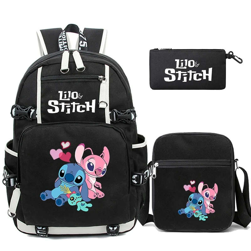 Disney-Sac à dos de dessin animé CAN o Stitch pour enfants, sac à dos pour adolescents, sac d'école avec sac à lunch, cartable pour étudiant garçon et fille, Mochila