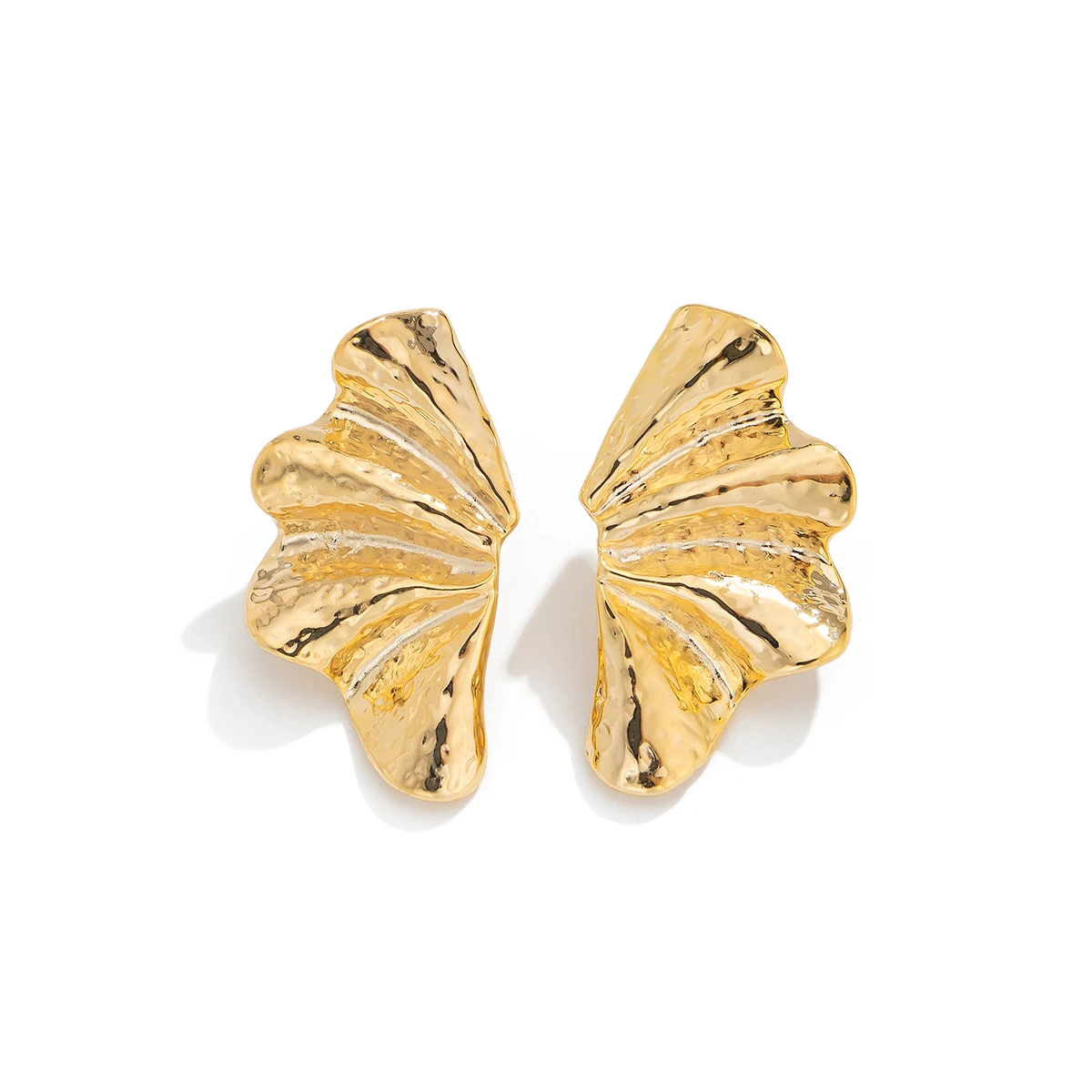 Elegant Design Gold Color Flower Petal Stud Earrings for Women Vintage Trendy Leaves Geometric Piercing Earrings Party Jewelry