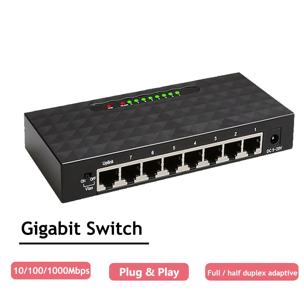 

Gigabit Switch 8 5 Port 1000Mbps Ethernet Switch High Performance Network Fast Switch RJ45 Hub Internet Injector for Wifi Router