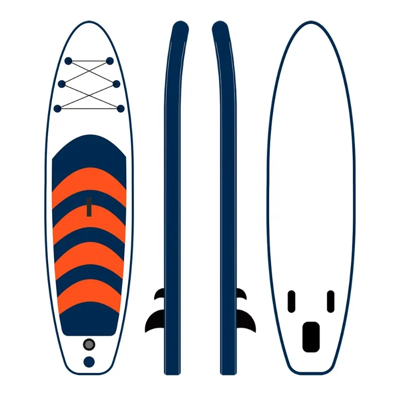 Economical inflatable stand-up paddleboard with a non-slip surface, designed to help beginners master basic water skills