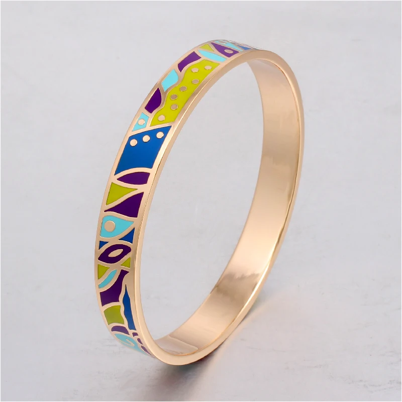 New Arrival Elegant Classic Vintage Bangle Stainless Steel  Metal Enamel Bracelet for Women Trendy Jewelry