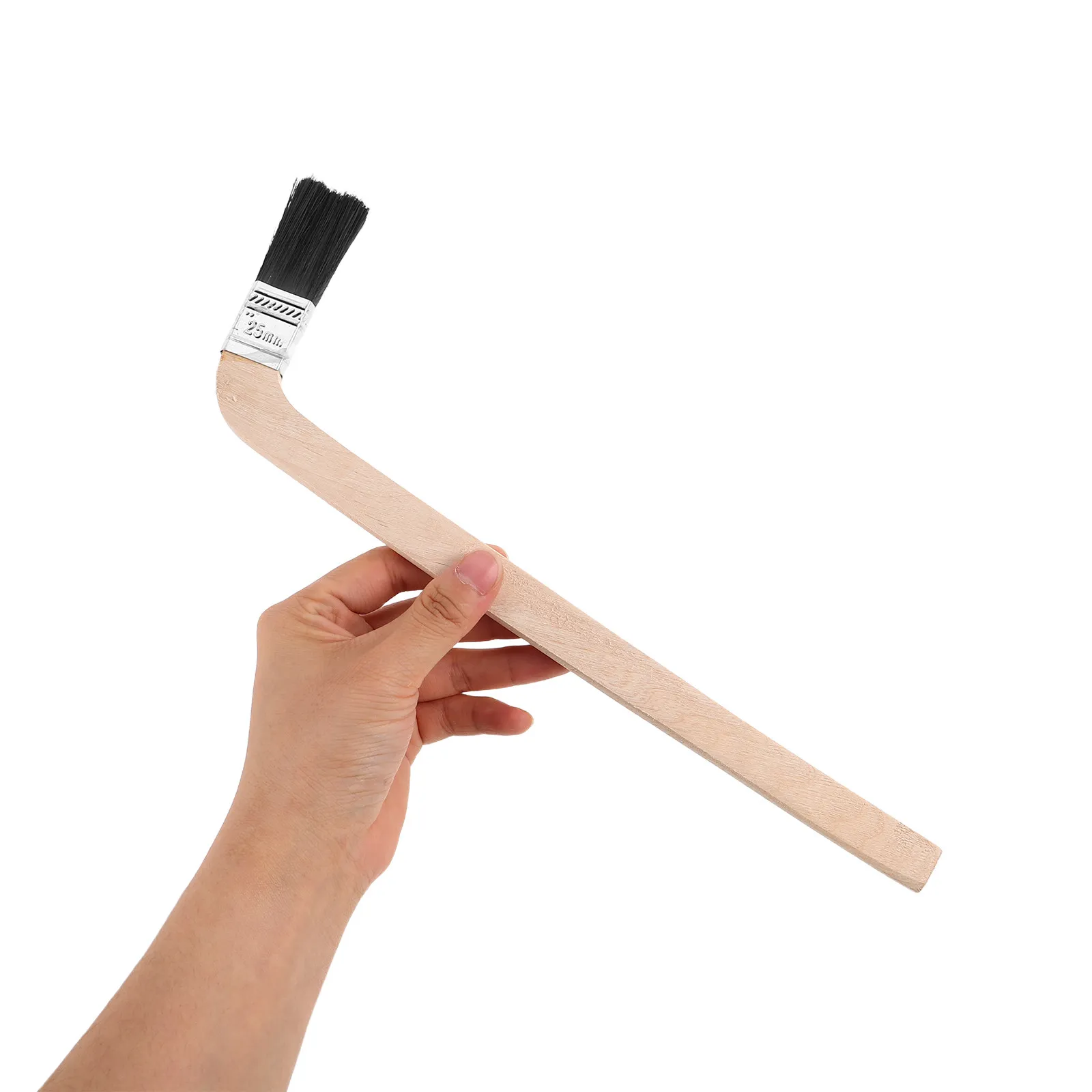 10Pcs Angled Bent Paint Brush Long Wooden Handle Black Bristle Radiator Detail Edging Brush for Narrow Spaces Trim Walls Cabinet