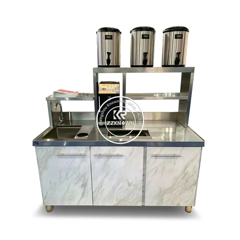 2024 All Bubble Tea Set Equipment Water Bar Counter Electric Freezer Milk Tea Counter Worktop Counter