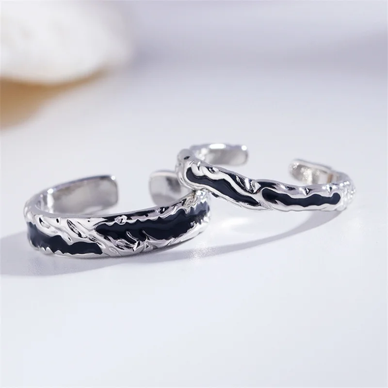 Trendy Drop Glue Black Irregular Texture Ring Male Index Finger Accessories New Arrival Couple Ring For Bridal Wedding Accessory