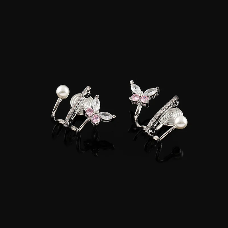 New Style Butterfly Earrings Sweet Zircon Earhole Free Mosquito Incense Plate Ear Clip Gift Wholesale