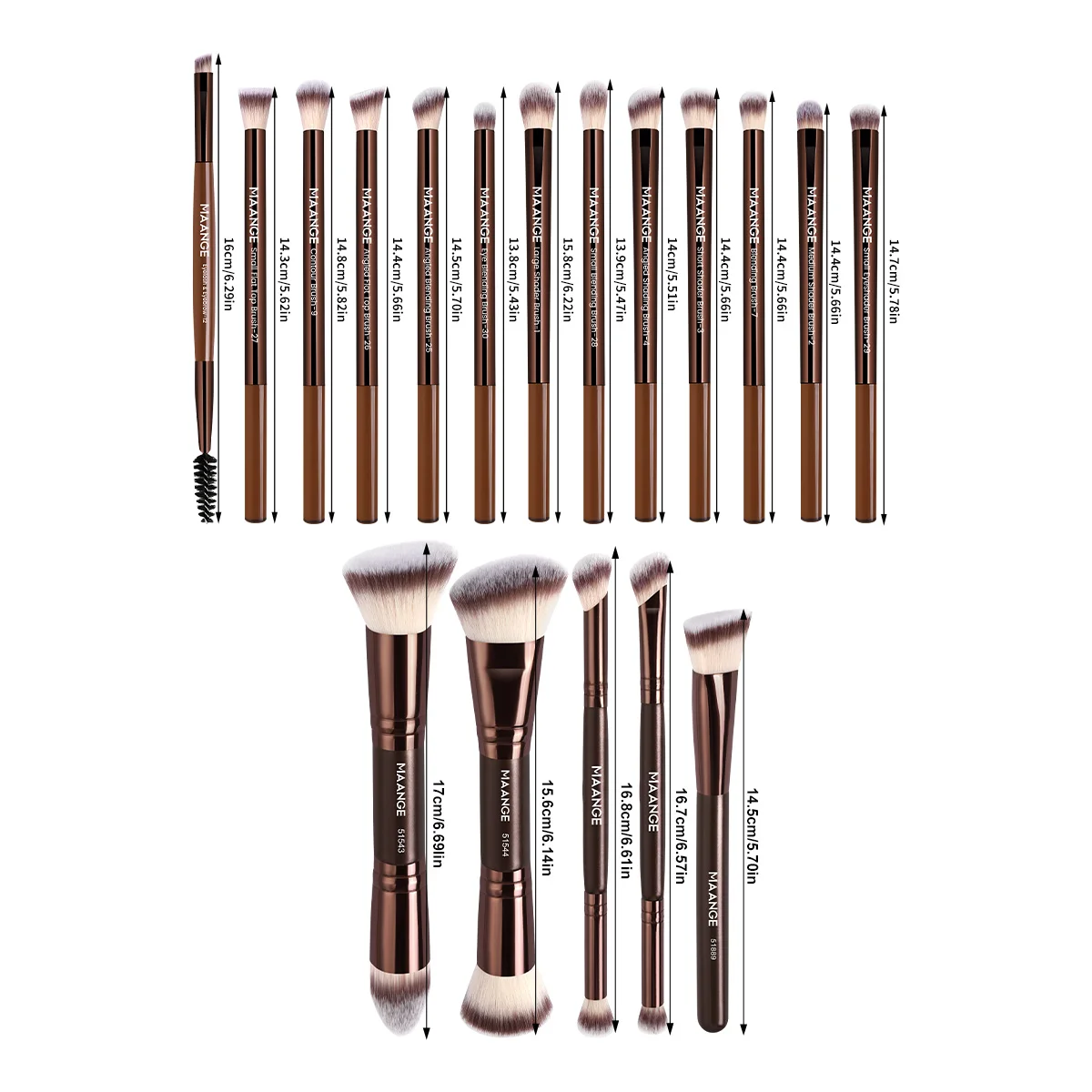 MAANGE 18pcs Makeup Brush Double Head Facial Makeup Brush Foundation Brush Concealer Brush Powder Eyeshadow Brushes Lady Gift
