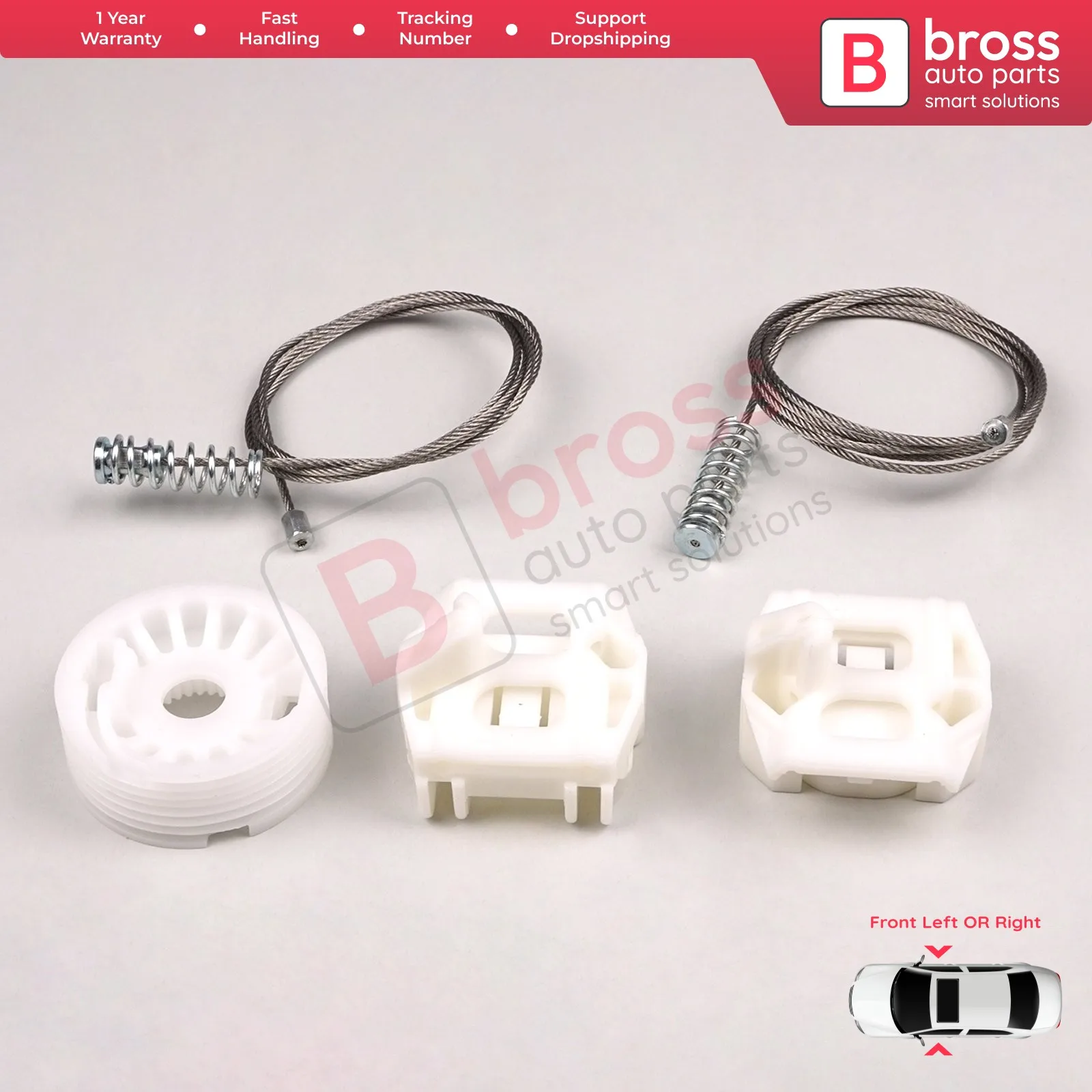 Bross-Kit de reparación de regulador de ventana eléctrica BWR619, puerta delantera izquierda o derecha para Saab 9-5 primera generación 1997-2010