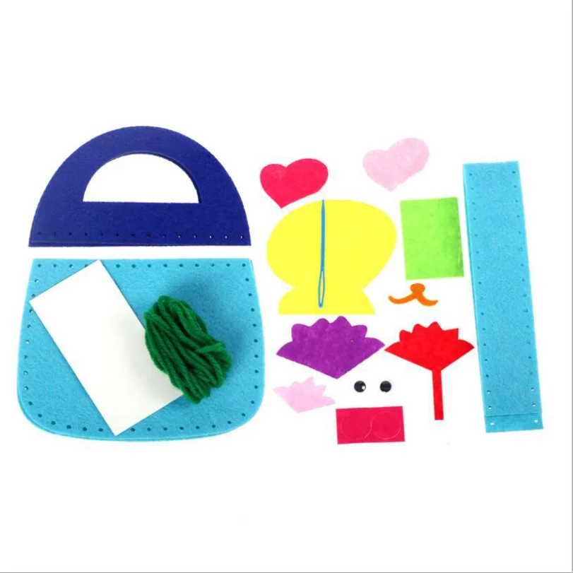 Kinder-DIY-Nähset mit Vliesstoff, Cartoon-3D-Aufkleber zum Selbermachen, Pädagogisches Spielzeug-Materialpaket