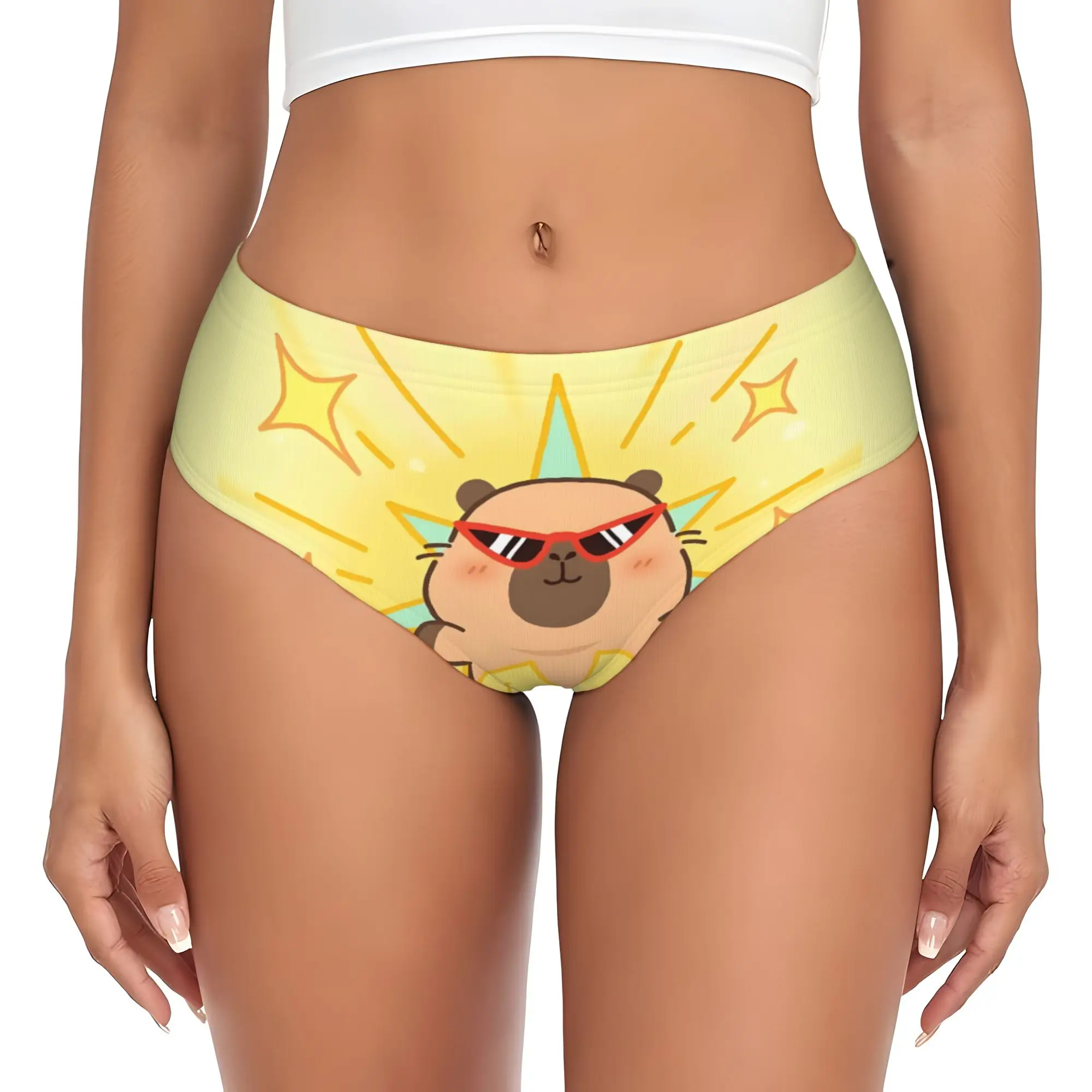 Custom Funny Capybara Brief Panties Womens Breathable Stretch  Underwear