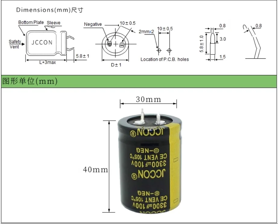 100v3300uf 100v JCCON black gold LCD power board audio amplifier capacitor 30x40mm