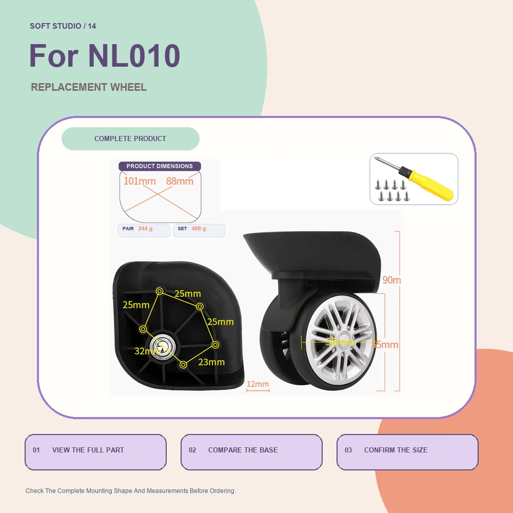 Durable Luggage Replacement Caster For Baixiang NL010 Durable Silent Wheel Repair Part Premium Travel