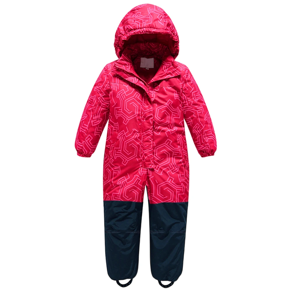 Waterproof Windproof Children's Ski Suits -20℃ One-piece Winter Boys Girls Jumpsuit Kids Hooded Warm Snowboarding Wear