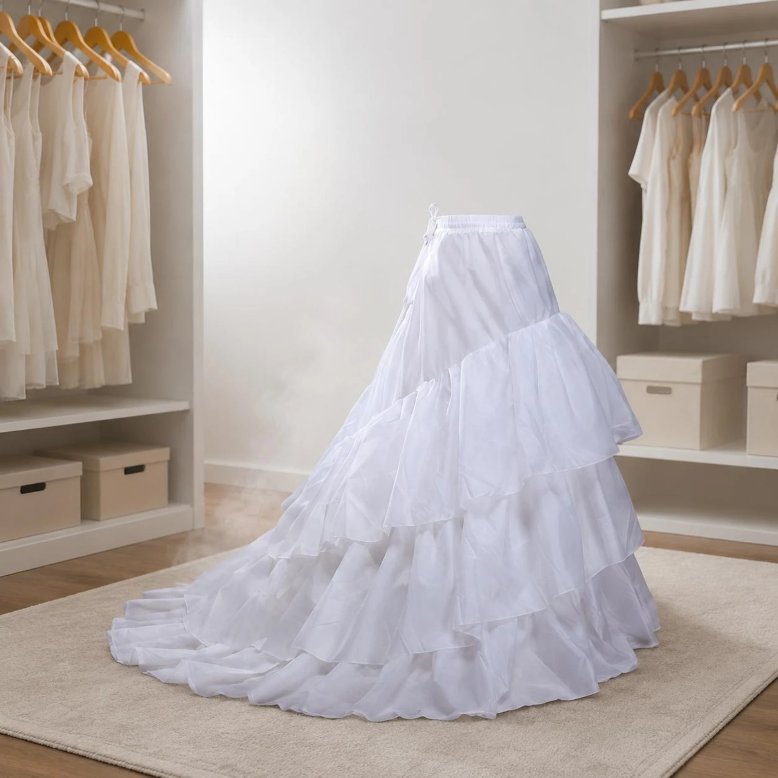 Wedding Dress Petticoat Layered Ruffles Bridal Underskirt Train Petticoat Lightweight Outfit Support Elastic Waistband