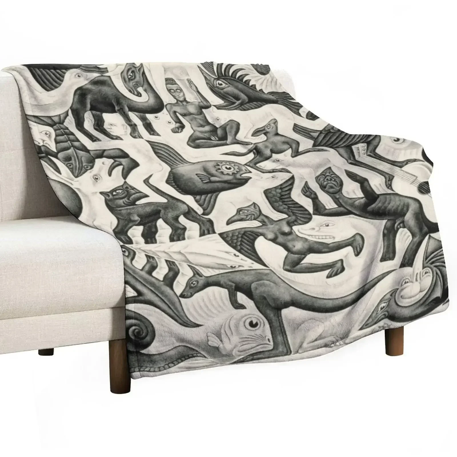 Escher - Plane Filling II Throw Blanket Retros Thins Picnic Soft Big Blankets